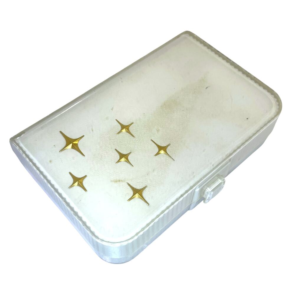 Vintage 1950s Deltah Jewelry Presentation Case White Gold Atomic Starburst